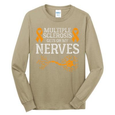 Multiple Sclerosis Gets On My Nerves Awareness Orange Tall Long Sleeve T-Shirt