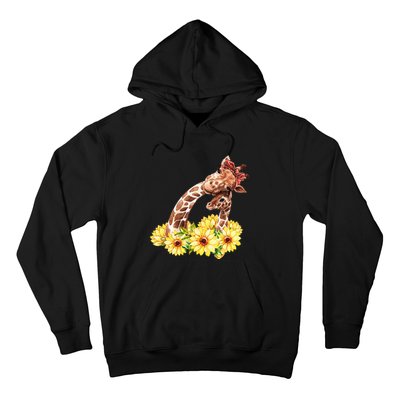 Mom Sunflower Gift Safari Africa Animal Baby Giraffe Hoodie