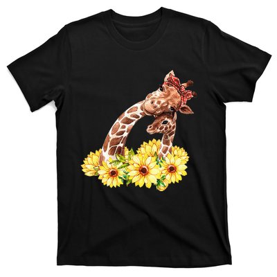 Mom Sunflower Gift Safari Africa Animal Baby Giraffe T-Shirt