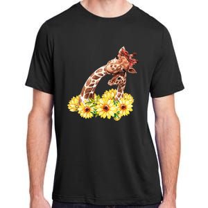 Mom Sunflower Gift Safari Africa Animal Baby Giraffe Adult ChromaSoft Performance T-Shirt