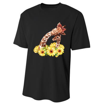 Mom Sunflower Gift Safari Africa Animal Baby Giraffe Performance Sprint T-Shirt