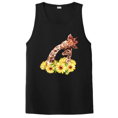 Mom Sunflower Gift Safari Africa Animal Baby Giraffe PosiCharge Competitor Tank