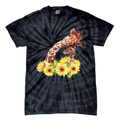 Mom Sunflower Gift Safari Africa Animal Baby Giraffe Tie-Dye T-Shirt