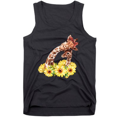 Mom Sunflower Gift Safari Africa Animal Baby Giraffe Tank Top