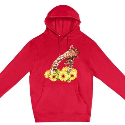 Mom Sunflower Gift Safari Africa Animal Baby Giraffe Premium Pullover Hoodie