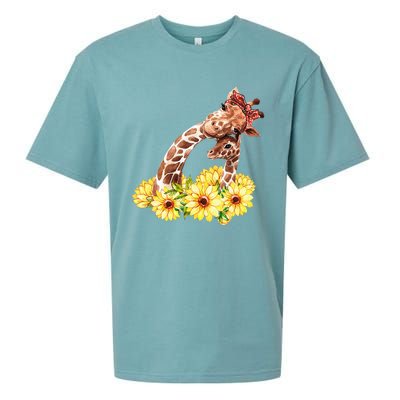 Mom Sunflower Gift Safari Africa Animal Baby Giraffe Sueded Cloud Jersey T-Shirt