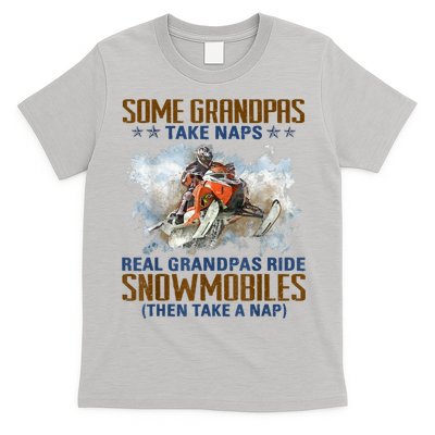Mens Some Grandpas Take Naps Real Grandpas Ride Snowmobiles T-Shirt