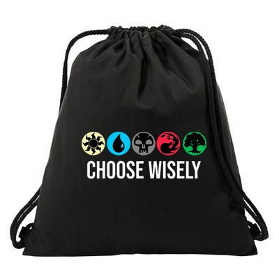 Mana Symbols Gathering Magic Choose Wisely Blue Red Green Drawstring Bag