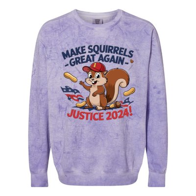 Make Squirrels Great Again Justice 2024 Peanut Colorblast Crewneck Sweatshirt