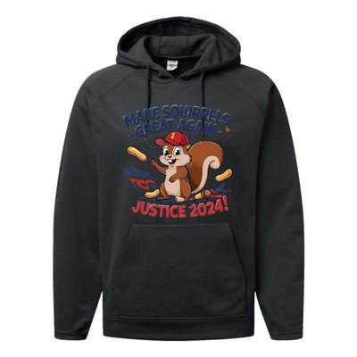 Make Squirrels Great Again Justice 2024 Peanut Performance Fleece Hoodie