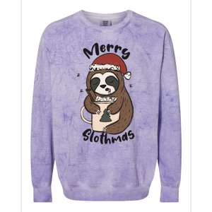 Merry Slothmas Great Gift Sloth Lover Funny Christmas Costume Gift Colorblast Crewneck Sweatshirt