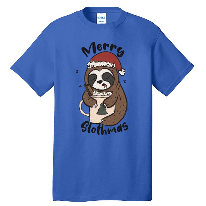 Merry Slothmas Great Gift Sloth Lover Funny Christmas Costume Gift Tall T-Shirt