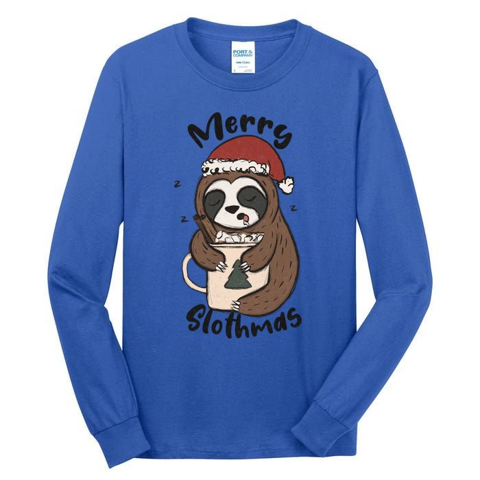 Merry Slothmas Great Gift Sloth Lover Funny Christmas Costume Gift Tall Long Sleeve T-Shirt