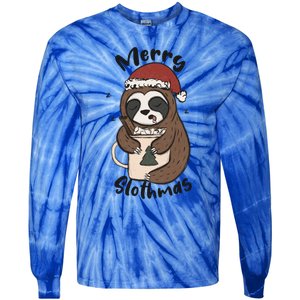 Merry Slothmas Great Gift Sloth Lover Funny Christmas Costume Gift Tie-Dye Long Sleeve Shirt