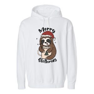 Merry Slothmas Great Gift Sloth Lover Funny Christmas Costume Gift Garment-Dyed Fleece Hoodie