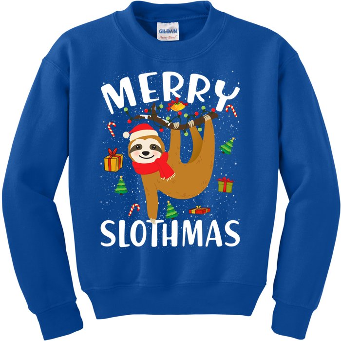 Merry Slothmas Great Gift Christmas Pajama For Sloth Lovers Gift Kids Sweatshirt