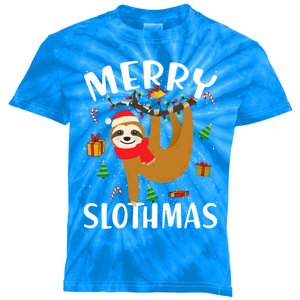 Merry Slothmas Great Gift Christmas Pajama For Sloth Lovers Gift Kids Tie-Dye T-Shirt