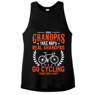 Mens Some Grandpas Take Naps Real Grandpas Go Cycling Cyclist Ladies PosiCharge Tri-Blend Wicking Tank