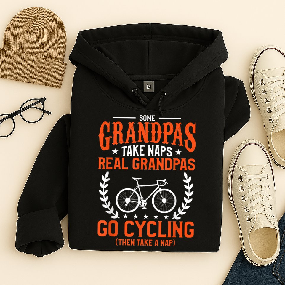 Mens Some Grandpas Take Naps Real Grandpas Go Cycling Cyclist Hoodie