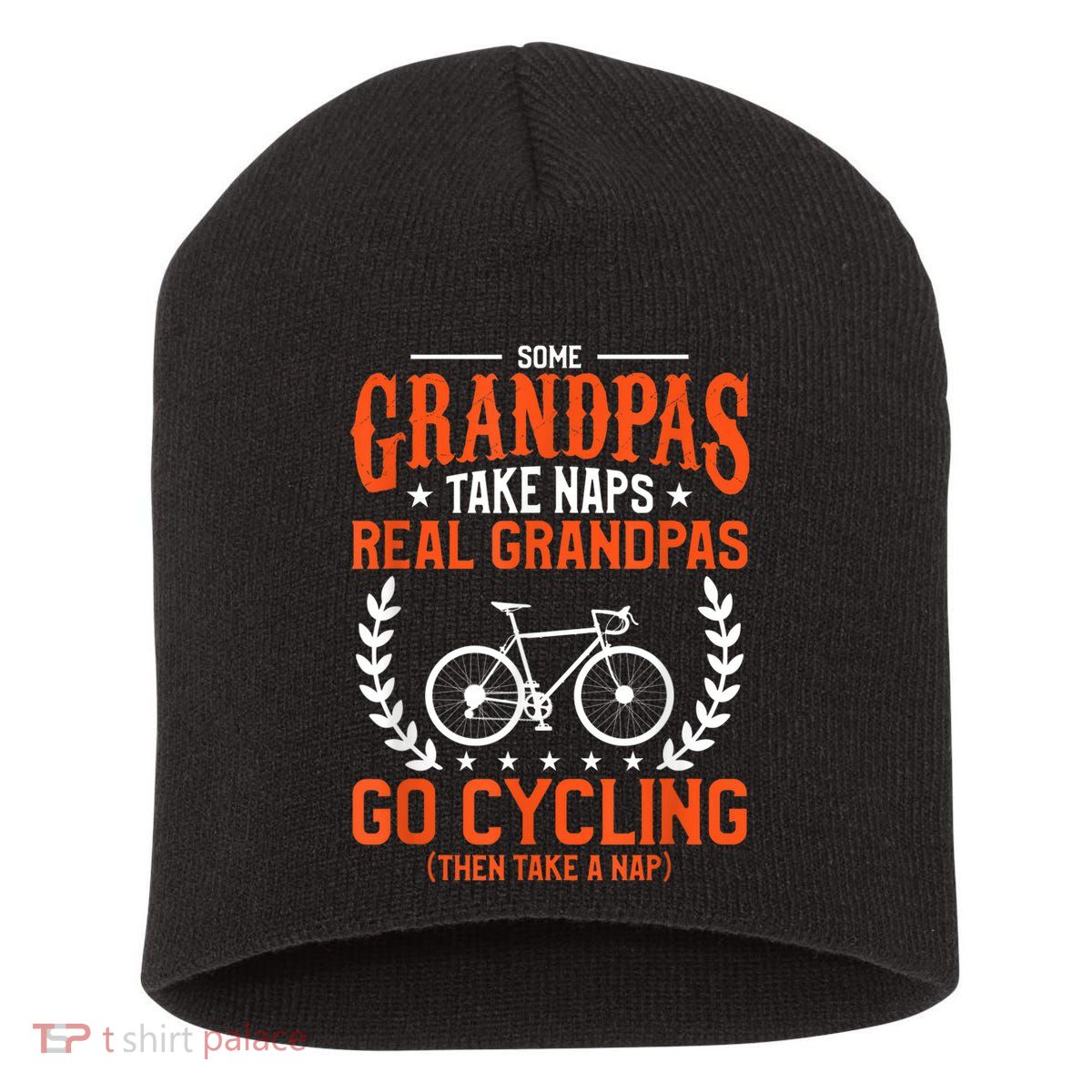Mens Some Grandpas Take Naps Real Grandpas Go Cycling Cyclist Short Acrylic Beanie