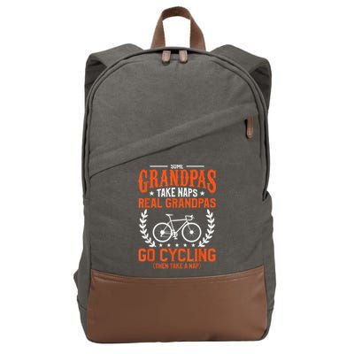 Mens Some Grandpas Take Naps Real Grandpas Go Cycling Cyclist Cotton Canvas Backpack