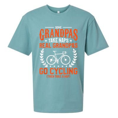 Mens Some Grandpas Take Naps Real Grandpas Go Cycling Cyclist Sueded Cloud Jersey T-Shirt