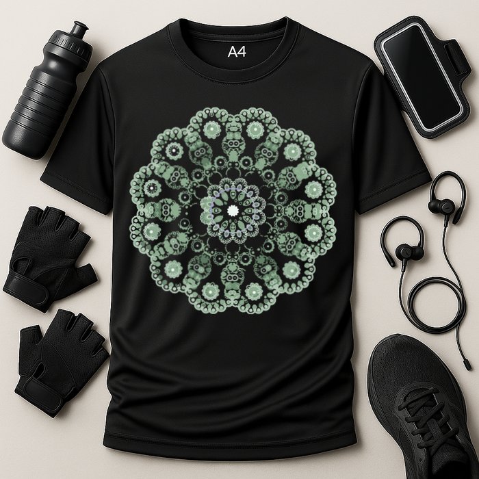 Mandala Sacred Geometry Prana Art Yoga Mantra Om Good Vibe Cooling Performance Crew T-Shirt