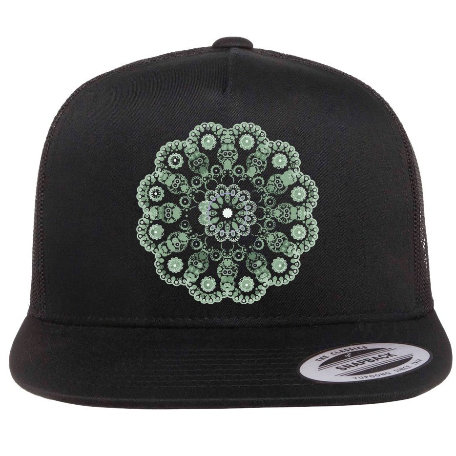 Mandala Sacred Geometry Prana Art Yoga Mantra Om Good Vibe Flat Bill Trucker Hat