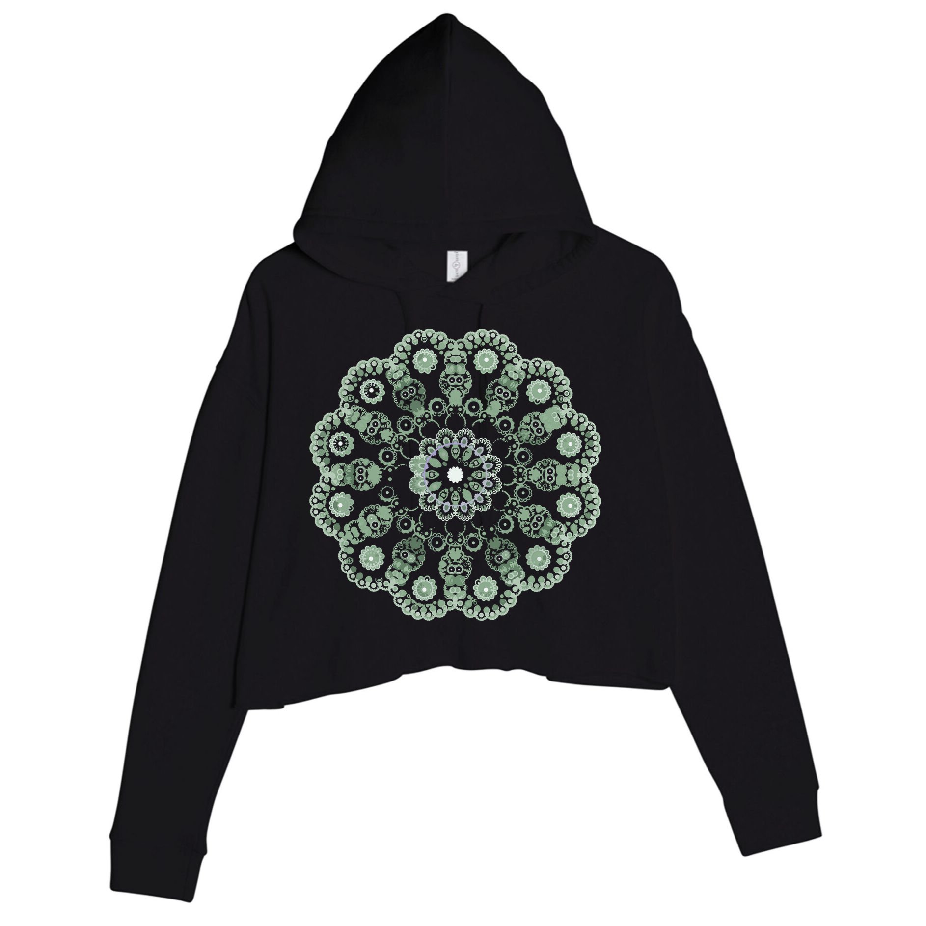 Mandala Sacred Geometry Prana Art Yoga Mantra Om Good Vibe Crop Fleece Hoodie