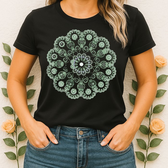 Mandala Sacred Geometry Prana Art Yoga Mantra Om Good Vibe Womens T-Shirt