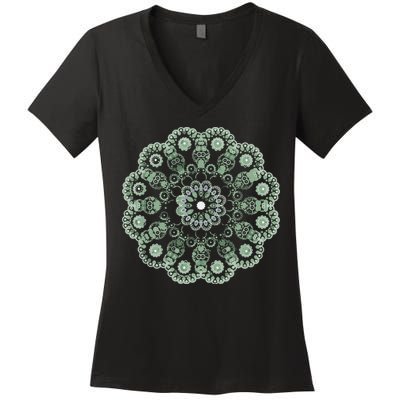 Mandala Sacred Geometry Prana Art Yoga Mantra Om Good Vibe Women's V-Neck T-Shirt