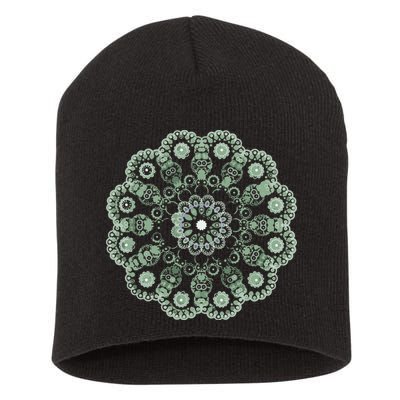 Mandala Sacred Geometry Prana Art Yoga Mantra Om Good Vibe Short Acrylic Beanie