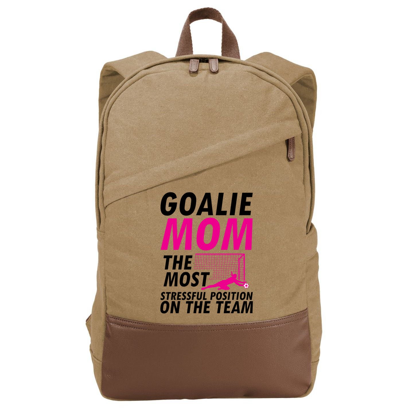 Mom Soccer Goalie Keeper Soccer Mom Meaningful Gift Cotton Canvas Backpack