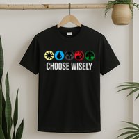 M.A.N.A Symbols Gathering Magic Choose Wisely Blue Red Green T-Shirt