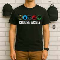 M.A.N.A Symbols Gathering Magic Choose Wisely Blue Red Green T-Shirt