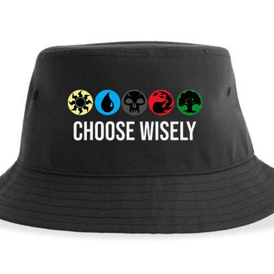 M.A.N.A Symbols Gathering Magic Choose Wisely Blue Red Green Sustainable Bucket Hat