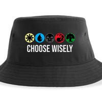 M.A.N.A Symbols Gathering Magic Choose Wisely Blue Red Green Sustainable Bucket Hat