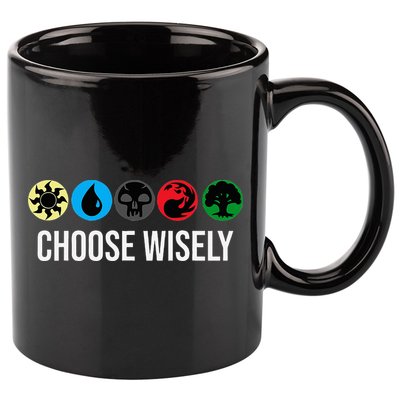 M.A.N.A Symbols Gathering Magic Choose Wisely Blue Red Green 11oz C Handle Ceramic Mug