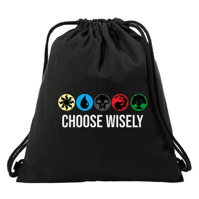 M.A.N.A Symbols Gathering Magic Choose Wisely Blue Red Green Drawstring Bag