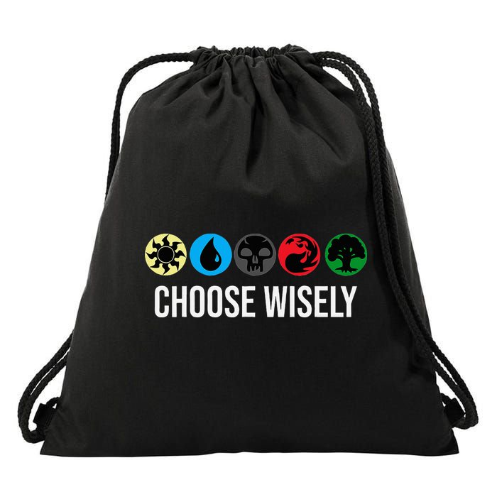 M.A.N.A Symbols Gathering Magic Choose Wisely Blue Red Green Drawstring Bag