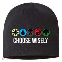M.A.N.A Symbols Gathering Magic Choose Wisely Blue Red Green Sustainable Beanie