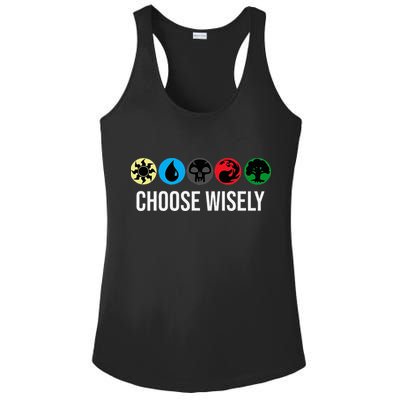 M.A.N.A Symbols Gathering Magic Choose Wisely Blue Red Green Ladies PosiCharge Competitor Racerback Tank