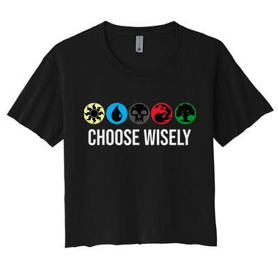 M.A.N.A Symbols Gathering Magic Choose Wisely Blue Red Green Crop Top
