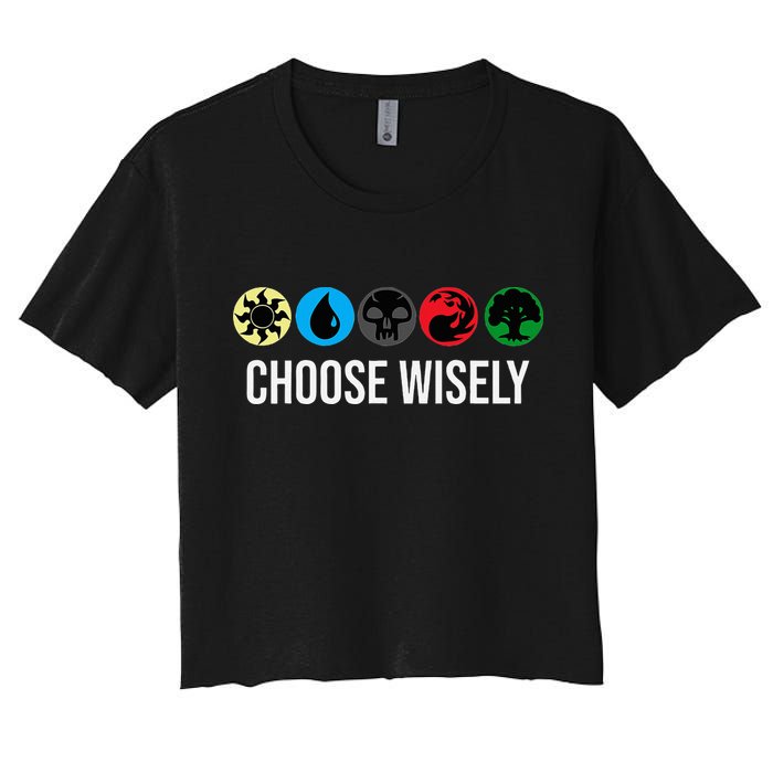 M.A.N.A Symbols Gathering Magic Choose Wisely Blue Red Green Crop Top