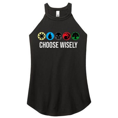 M.A.N.A Symbols Gathering Magic Choose Wisely Blue Red Green Women's Perfect Tri Rocker Tank