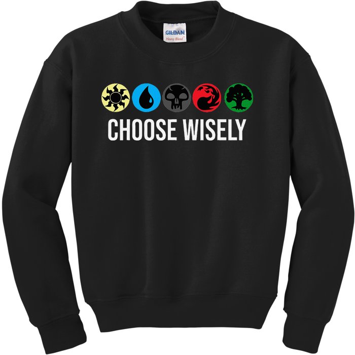 M.A.N.A Symbols Gathering Magic Choose Wisely Blue Red Green Kids Sweatshirt