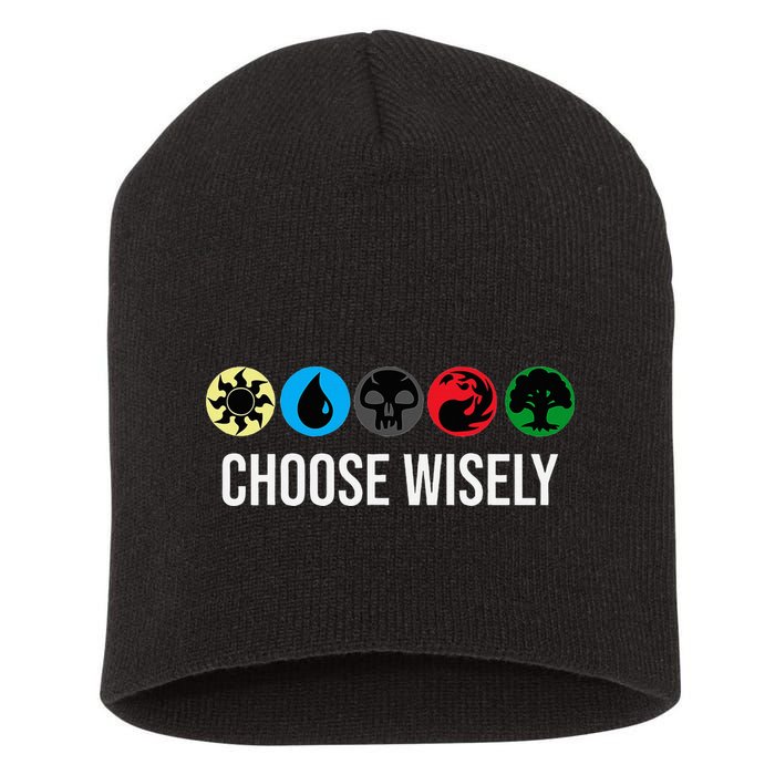 M.A.N.A Symbols Gathering Magic Choose Wisely Blue Red Green Short Acrylic Beanie