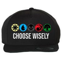 M.A.N.A Symbols Gathering Magic Choose Wisely Blue Red Green Wool Snapback Cap