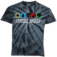 M.A.N.A Symbols Gathering Magic Choose Wisely Blue Red Green Kids Tie-Dye T-Shirt