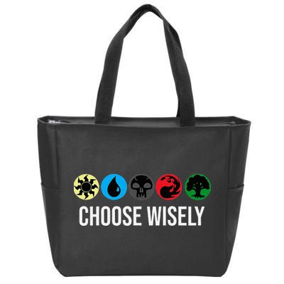 M.A.N.A Symbols Gathering Magic Choose Wisely Blue Red Green Zip Tote Bag
